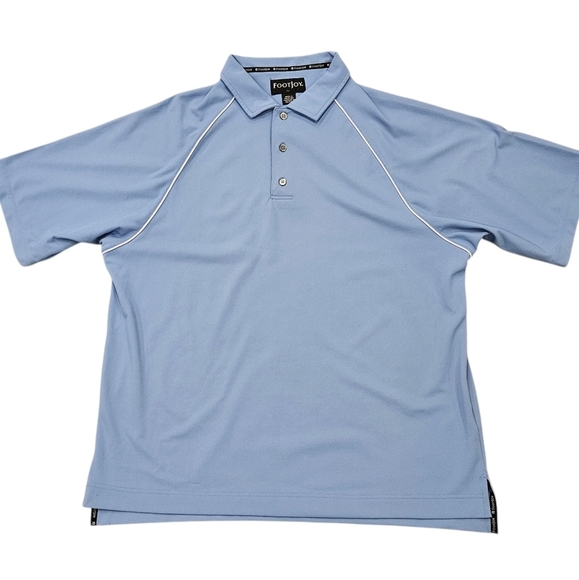 FootJoy Cornflower Blue Contrast Piping Golf Polo Shirt L Foot Joy - Picture 1 of 6